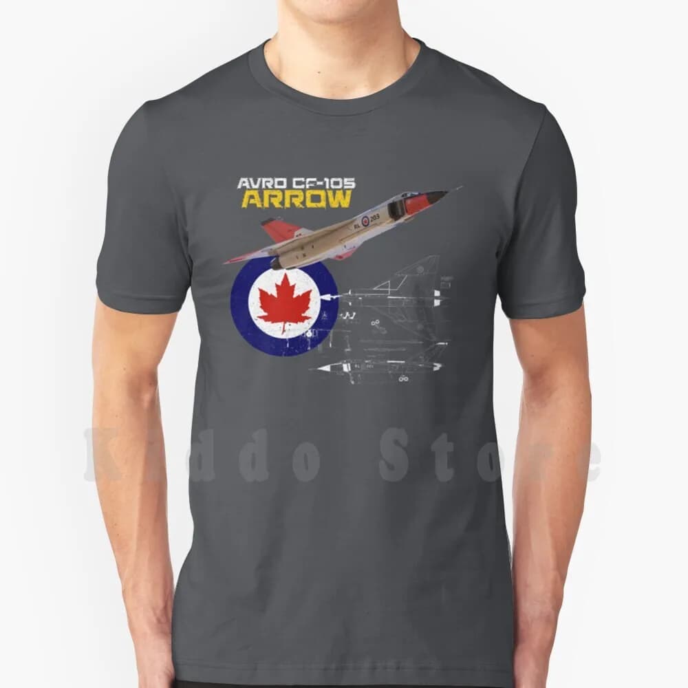 Canadian Avro-105 Freccia T Shirt di Cotone Da Uomo FAI DA TE Stampa Cool Tee Royal Canadian Air Force Rcaf Avro Freccia Guerra Fredda Militare Jet