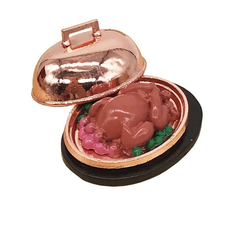 1/12 Dollhouse Miniature Accessori Mini Turchia con Piastra di Simulazione Modello Alimentare Giocattoli per la Bambola Decorazione Della Casa
