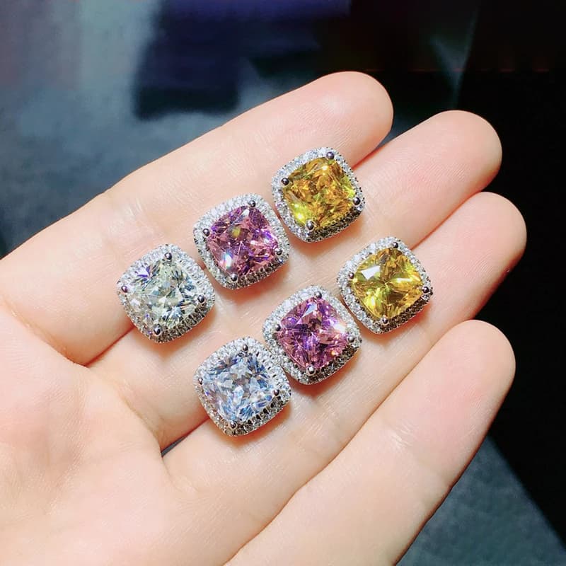 Huitan classic pillow shape earrings with brilliant cubic zircons stone wedding party engagement luxury jewelry for women