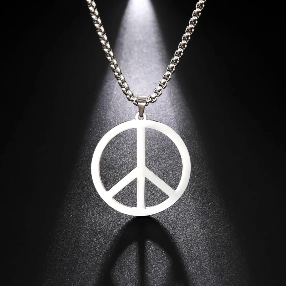 LIKGREAT collana con ciondolo simbolo segno di pace per uomo donna gioielli in acciaio inossidabile moda guerra anti-nucleare