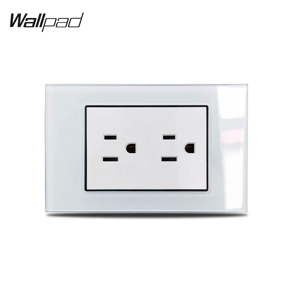 118*75mm US Outlet Wallpad L3 Crystal Glass Panel 15A AC Double USA giappone Canada filippine thailandia Plug presa di corrente a parete