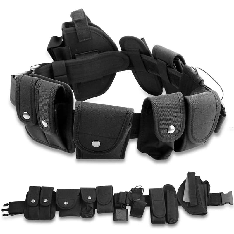 Cintura tattica tattica multiuso 10 in 1 con 9 tasche comunemente Tessuto in nylon 800D Cintura resistente Attrezzatura da caccia militare di sicurezza