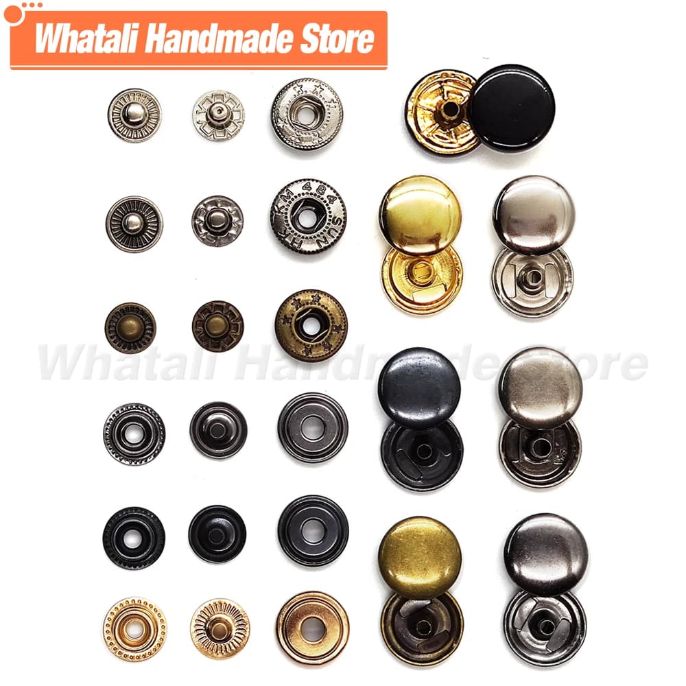 50 set di bottoni automatici bottoni automatici in metallo bottoni a pressione per cucire vestiti borse per indumenti scarpe lavorazione della pelle 831/633/655/201/203