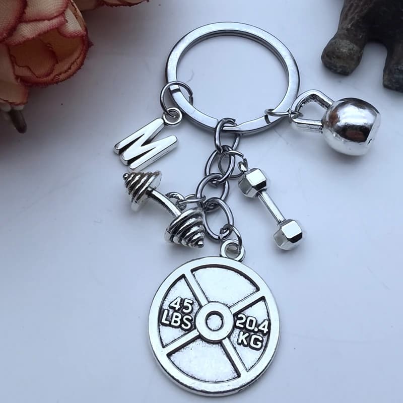 1 piece A-Z power sports balances handlebars fascination weight gym weight lifting key rings 45 pounds weight flat keychain men's gift