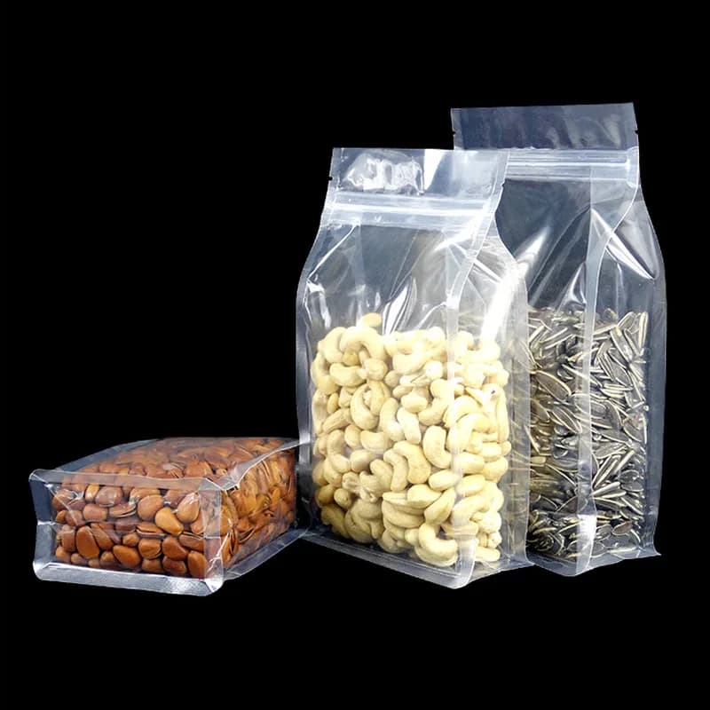 1000 Pz/lotto Trasparente Ottagono Sacchetti di Plastica Sigillati Fondo Quadrato Auto-sigillatura PE Frutta Secca Riso Cibo Sacchetti Sigillati
