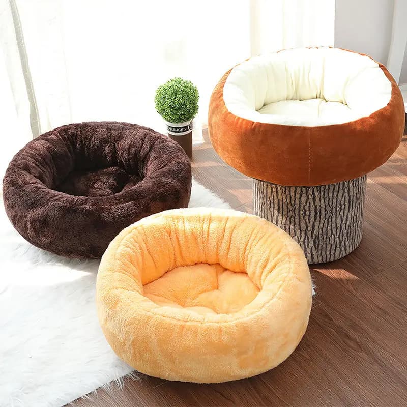 Pet Letto Riscaldamento Piccolo Cane di Casa Morbido Divano Ciambella Gatto Letto Dell'interno di Riscaldamento Cuscino Rotondo Canile Cuddler Pelliccia Del Faux Cucciolo zerbino Letti Per Cani
