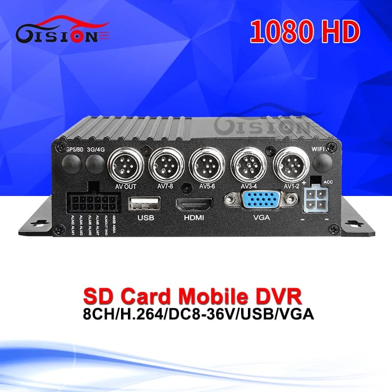 Dvr mobile per autobus/camion per veicoli SD 8CH, supporto 8 telecamere Dvr per auto AHD con sensore G, riproduzione, registrazione video Mdvr