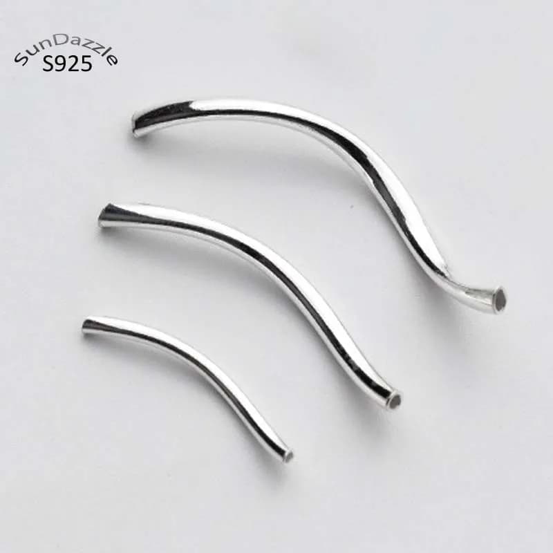 4 pz. Connettori in Argento Sterling 925 Puro e Solido, a S Curva, per Creazione Gioielli (Bracciali, Collane)