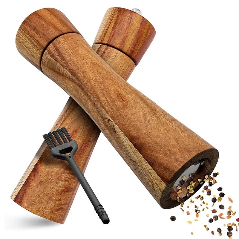NUOVI mulini da pepe in legno di pregevole fattura macinapepe e sale mulini per spezie in un set con smerigliatrice in ceramica, spazzola per la pulizia