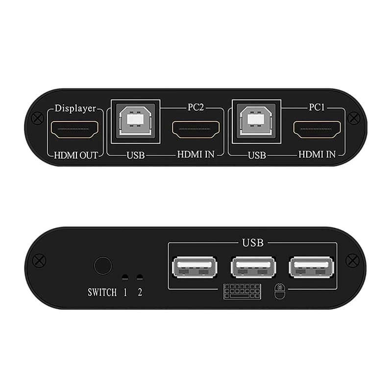 HDMI 2X1 HDMI 2X1 HDMI 2 Compatible KVM Switch 2 switch box in 1 USB 2.0 mouse keyboard sharing output for 2 laptop PCs