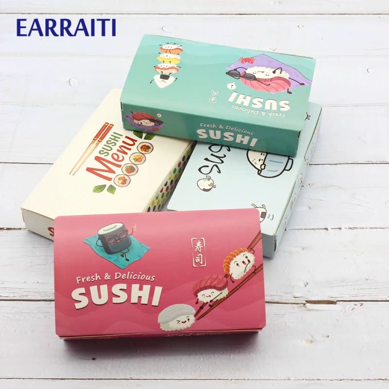 12 pezzi scatola di Sushi estrarre imballaggi scatole di imballaggio di carta usa e getta per alimenti a rapida preparazione Sushi ristorante cibo fai da te festa a casa a prova di olio