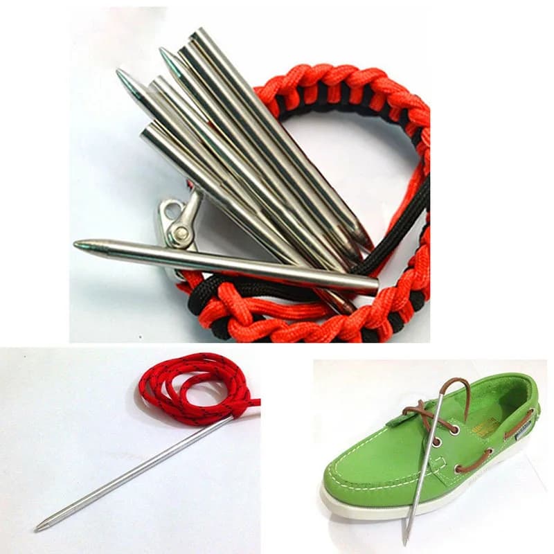 1 pz 3 "acciaio tessitura Paracord braccialetto nastro Paracord ago ago Paracord con filetto a vite punta dell'albero cucitura a maglia