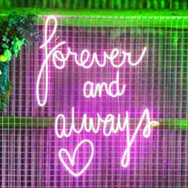 Insegna al neon 10kv Forever And Always Luce al neon Benvenuto Decorazione della festa nuziale Insegna Camera da letto Decorazione della parete di casa Flessibile personalizzato fresco