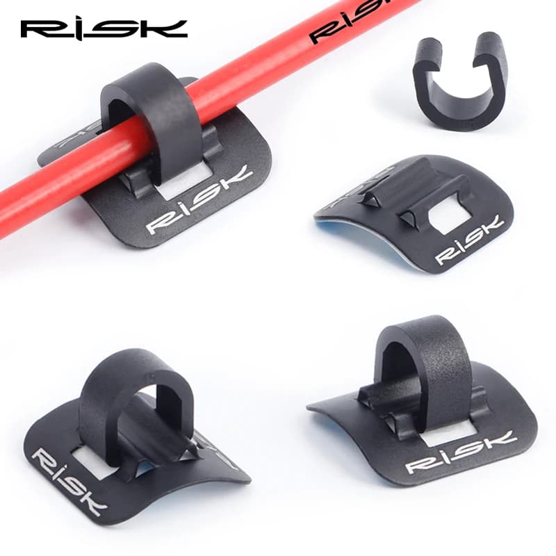 Set da 6 Pezzi RISK: Organizzatore Adesivo in Lega per Cavi Bici, Clip a C per Freno e Cambio, Supporto per Telaio