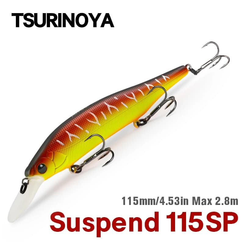 TSURINOYA Sospensione Minnow 115SP 115mm 17.2g Sistema di Peso Richiamo di Pesca AURORA Pike Bass Jerkbait Esca Dura