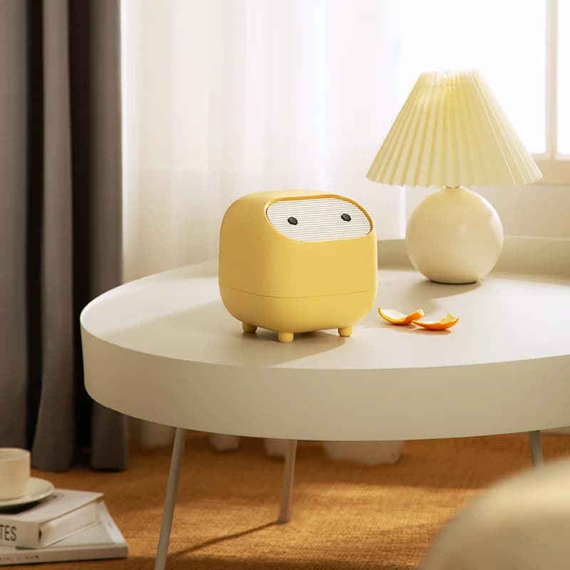 Pattumiera da tavolo Ninja Mini pattumiera multifunzionale a doppio strato con colori a contrasto per uso domestico con coperchio per soggiorno