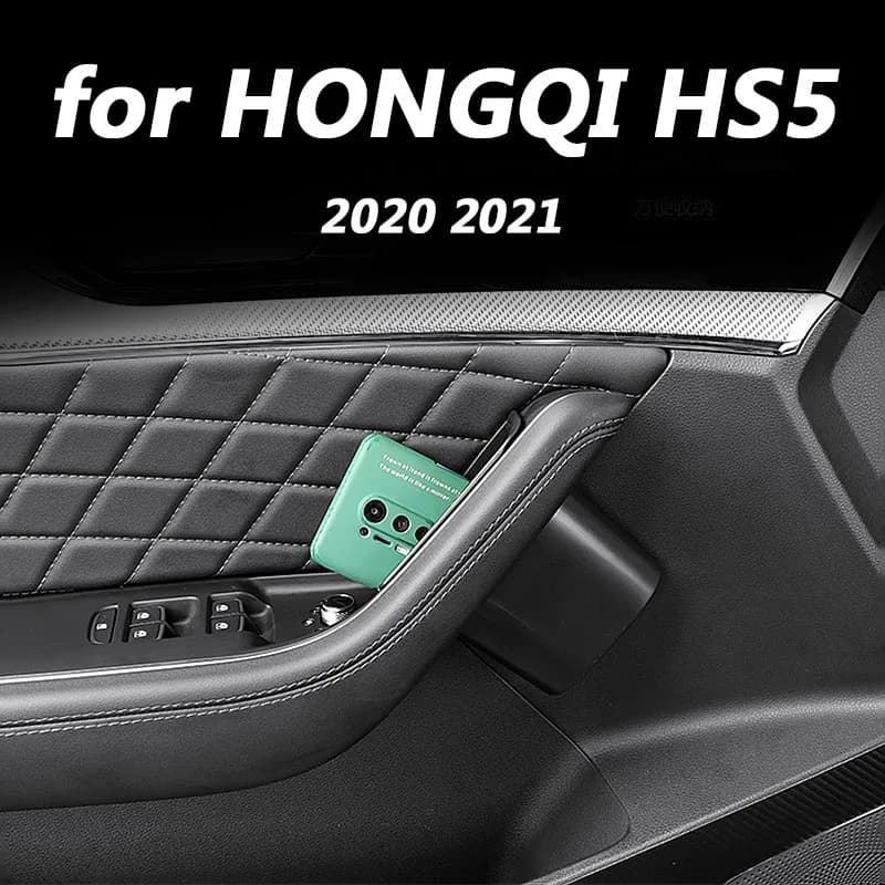 Per HONGQI HS5 2020 2021 accessori per la decorazione di interni auto scatola di immagazzinaggio della maniglia della porta interna ABS 2 pezzi