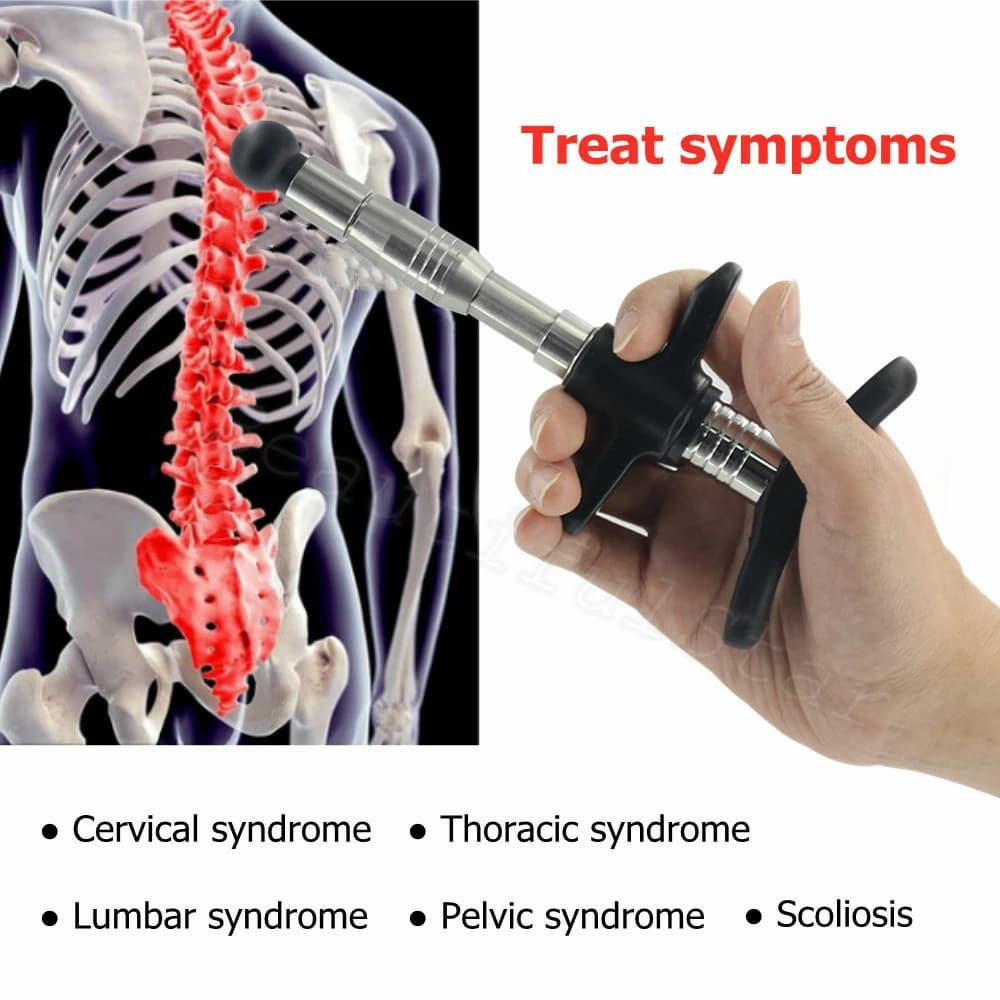 300N Manual Chiropractic Gun Massage Adjustment 6Heads Replaceable Strength Therapy Body Pain Relief Relaxation Massager New