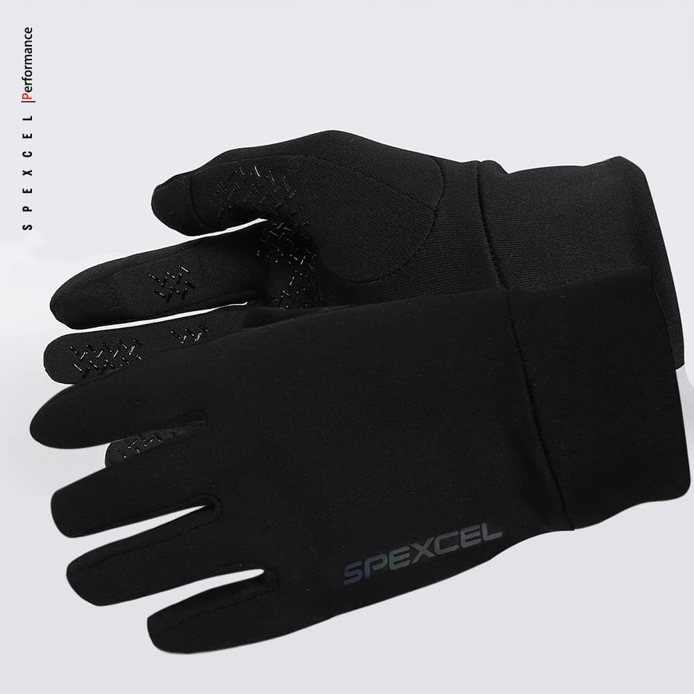 SPEXCEL NEW PRO TEAM Cycling Gloves in Winter Thermal Fleece Cycling Gloves on road with whole fingers Black