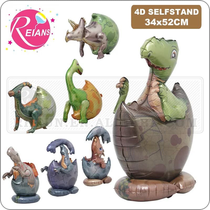 3D in piedi Cartoon Dinosaur Baby Egg Foil Balloon Tyrannosaurus Triceratops Balloon Baby Shower Toy regali decorazioni per feste di compleanno
