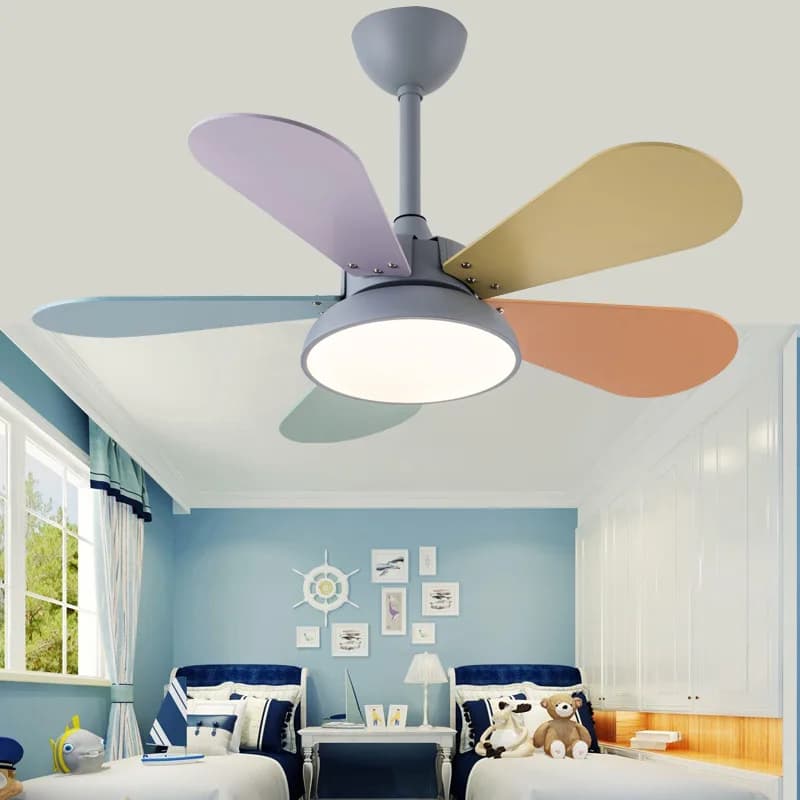 Lampada da ventilatore per camera dei bambini semplice soggiorno sala da pranzo lampada da ventilatore elettrico integrata plafoniera macaron ventola dimmerabile