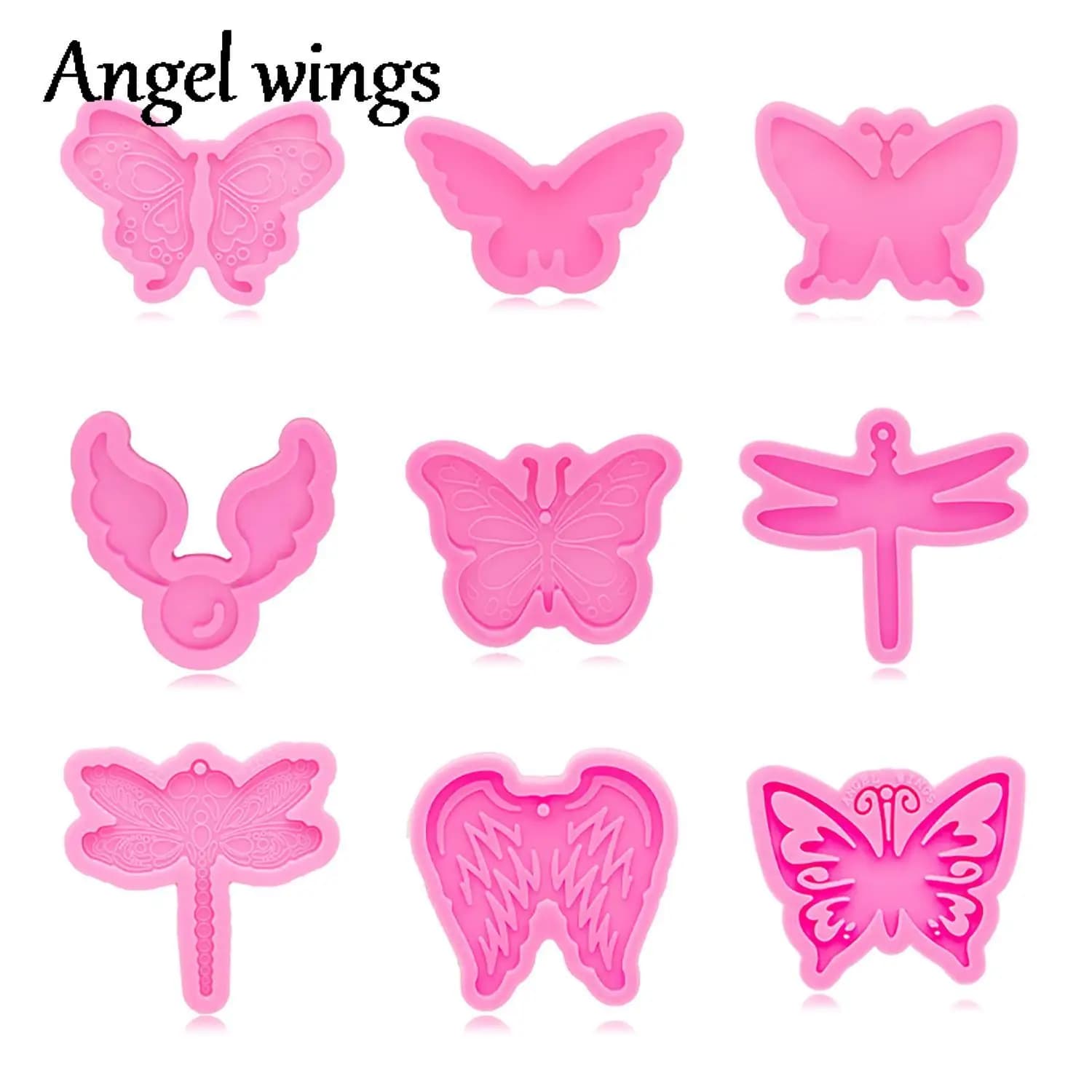 DY1056 Stampi in silicone per farfalle/libellula/piume d'angelo, portachiavi artigianale in resina epossidica fai da te, stampo per pollo e cioccolato