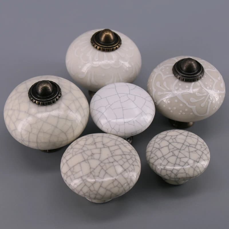 1x Maniglie e pomelli per porte in ceramica porcellanata rotonda semplice Maniglia per cassetti solida per camera dei bambini