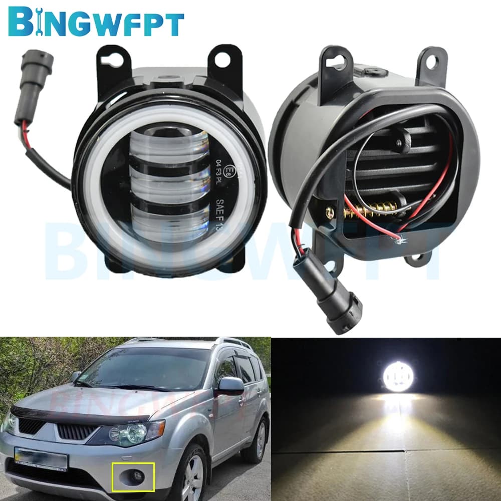 2PCS Angel Eye Luce di marcia diurna per Outlander XL Mitsubishi Outlander 2 II CW-W 2006-2009 Auto H11 LED 12V Fendinebbia