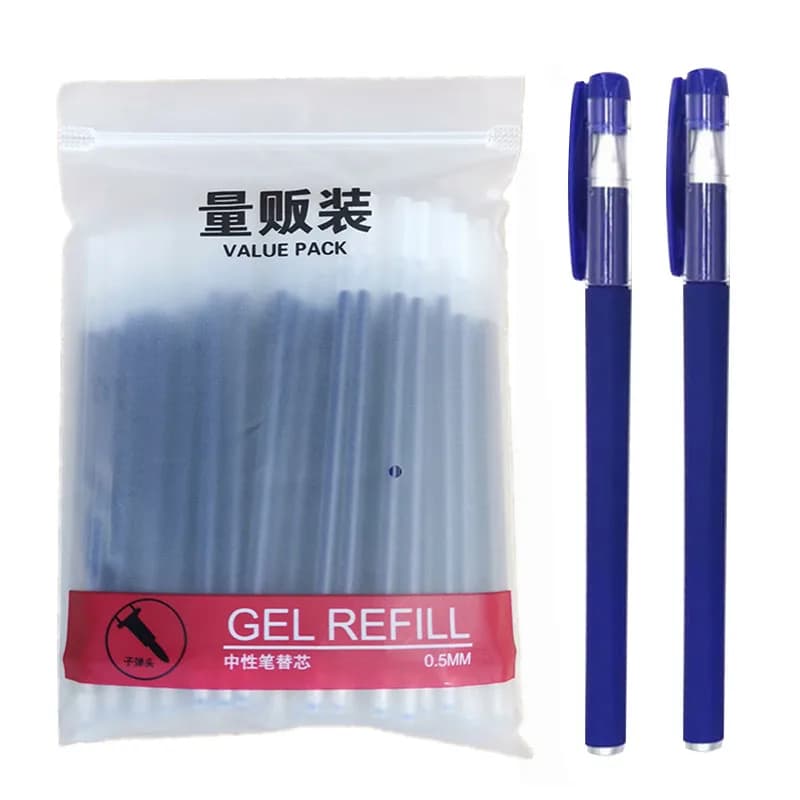 102 pz/lotto Set di ricarica per penna Gel per ufficio 0.5mm blu nero rosso asta di inchiostro per manico ricarica per penna Gel cancelleria per la scrittura della scuola