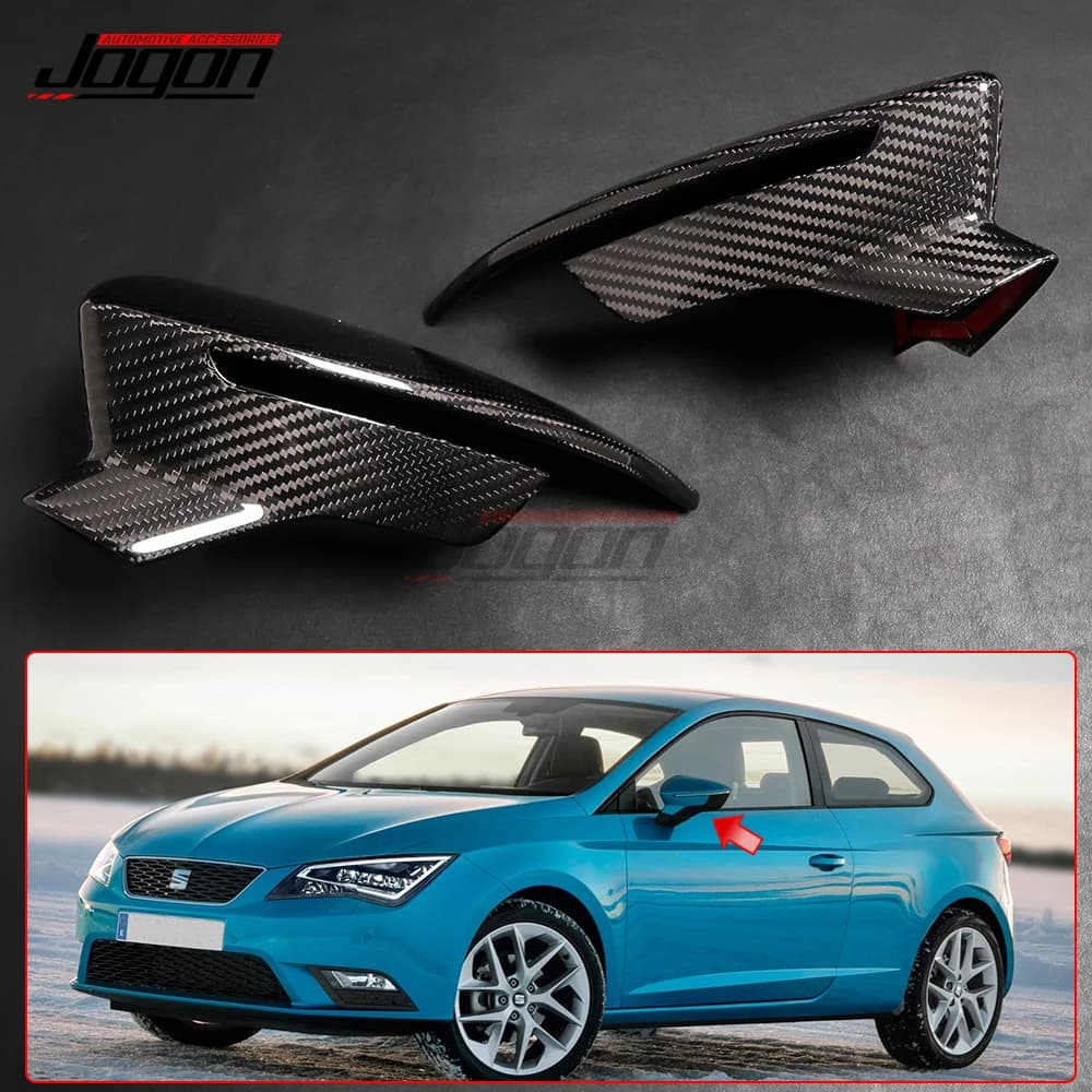 For SEAT Leon III Mk3 5F 13-19 Ibiza KJ Mk5 V Arona 2017-2019 Carbon Fiber Car Side Wing Rear View Mirror Caps Cover Trim
