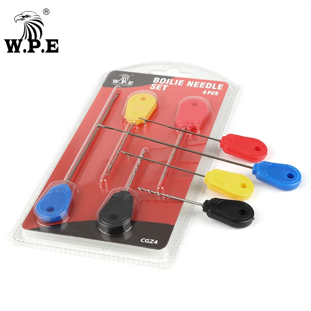 W.P.E fishing gear accessories 4 pieces/1Set Boilie Needle Set Kit Tool Stainless Baiting Drill Stringer Needle Carp Fishing goods