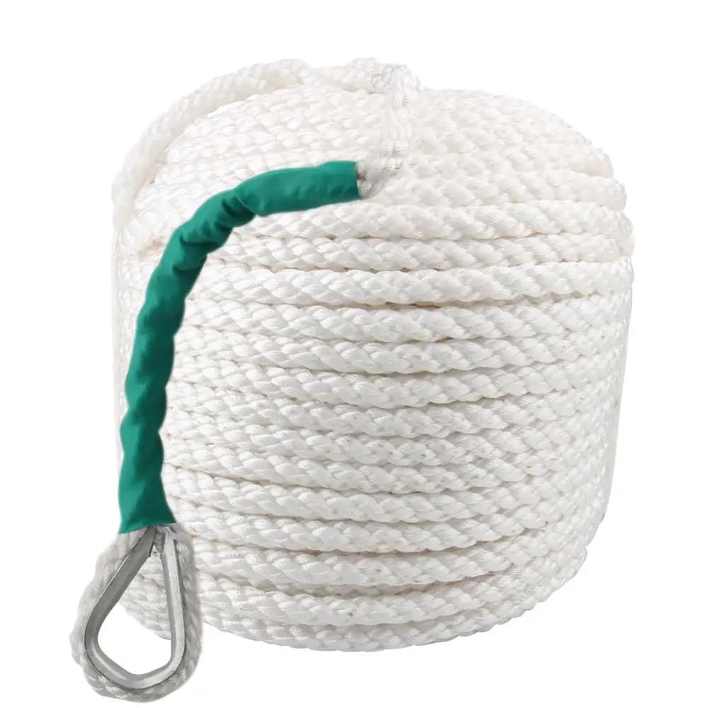 Corda di ancoraggio in Nylon a 3 fili ad alta resistenza per barca con linea di sartiame ditale 100 '(30m) x 1/2 "(12mm)
