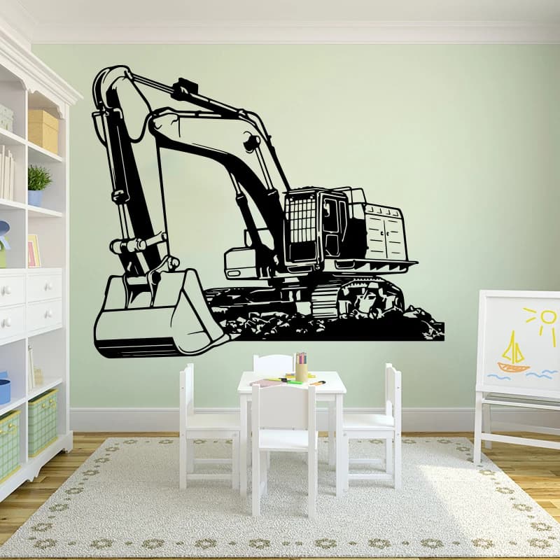 Grande attrezzatura pesante Escavatore Scavatore Adesivo da parete Camera dei bambini Asilo nido Cartoon Edificio Camion Costruzione Adesivo da parete Sala giochi