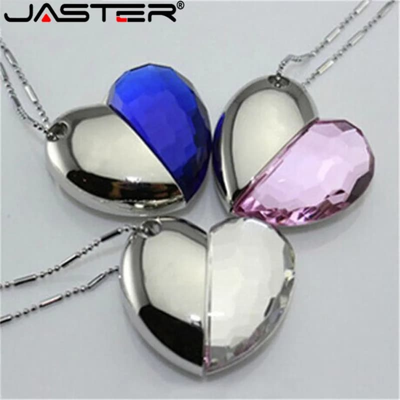 JASTER Cartoon Cute Metal Crystal Heart pendrive 4GB 8GB 16GB 32GB 64GB USB Flash Drive Memory Stick Pen Drive U disco