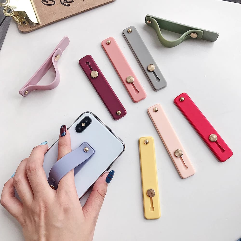Supporto per fascia per telefono per iPhone 14 13 Xiaomi Redmi Samsung cinturino per cinturino Push Pull Grip Stand staffa universale per anello per dito
