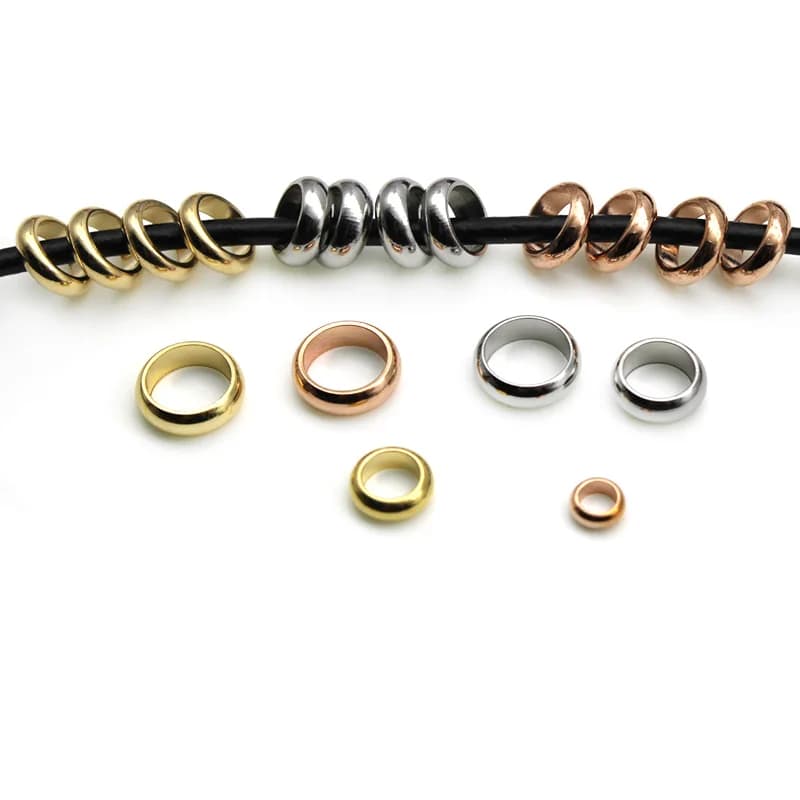 50 pezzi di perline in acciaio inossidabile con perline distanziatrici allentate, accessori, perline con tappo a foro grande per braccialetti fai da te, creazione di gioielli artigianali