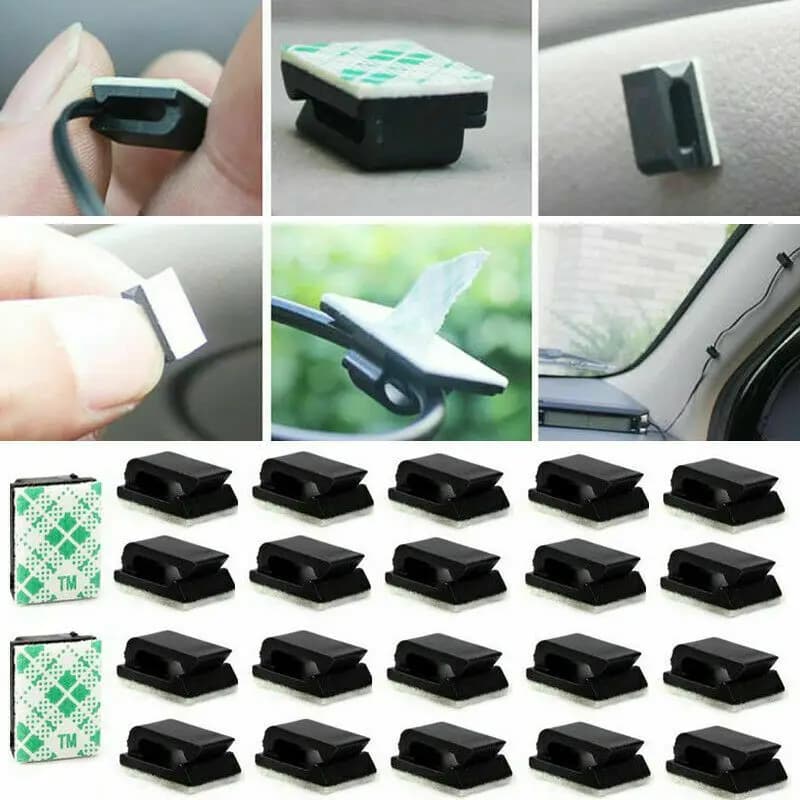 20 Pezzi Clip Autoadesive per Auto, Organizzatore per Cavi GPS, Cavi Dati, Cavi Luce, Fissaggio Decorativo e Gestione Fili