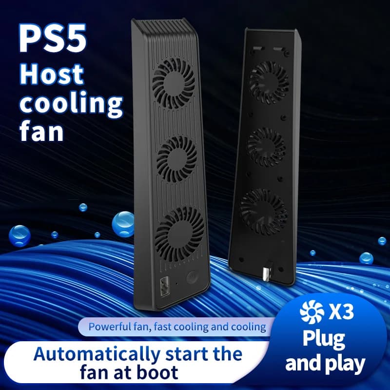 Ventola di raffreddamento efficiente Aolion per host PS5 con 3 ventole di raffreddamento esterne Radiatore verticale per accessori host PlayStation 5