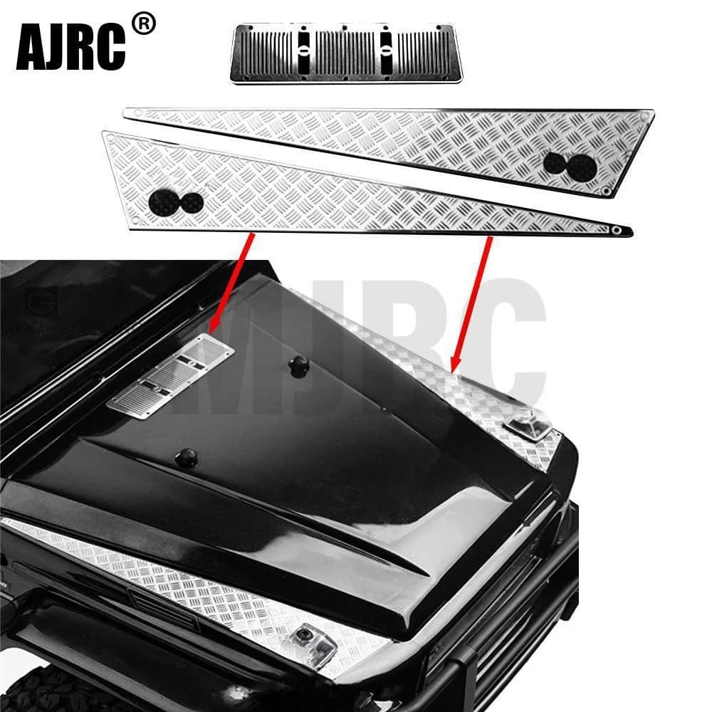 Decorazione In Acciaio Inox Cofano Auto Adesivo Piastra Anti-skid Bordo per 1/10 TRAXXAS 88096-4 TRX6 G63 TRX4 G500 RC Parti di Automobili