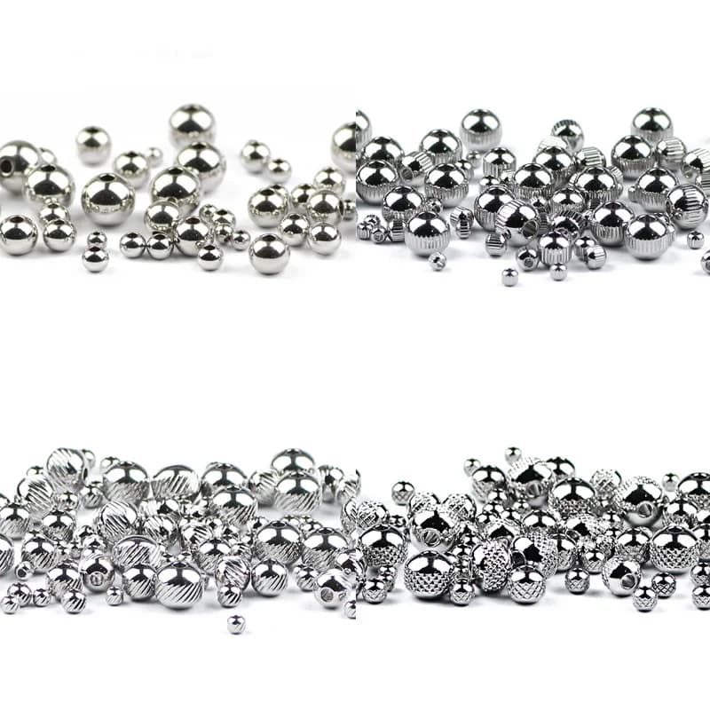3/4/6/8MM In acciaio inox Branelli Rotondi del Distanziatore dei branelli della sfera di Metallo di Fascino branelli Allentati per Gioielli fabbricazione del braccialetto FAI DA TE accessori di Risultati