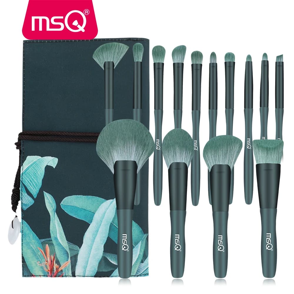 MSQ 14PCS Spazzole di Trucco Set Prodotti Di Base In Polvere dell'ombra di Occhio Sopracciglio Miscelazione Fan Dettaglio Make Up Pennello Strumenti di Bellezza con contenitore di regalo