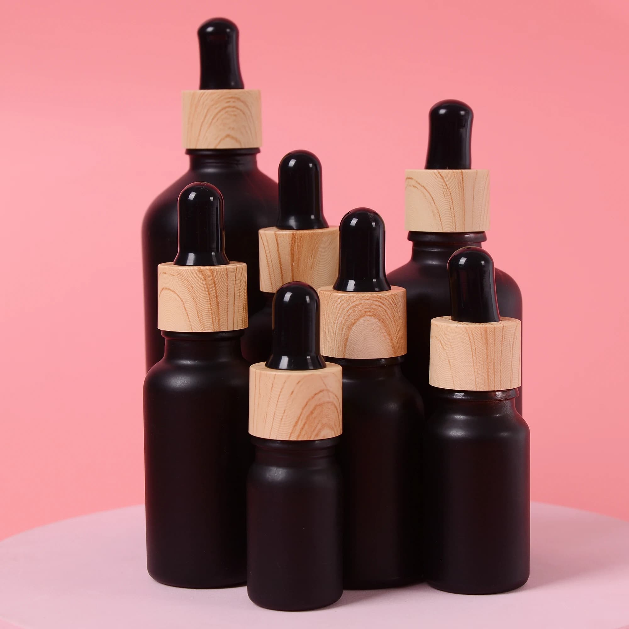 5/10/15/20/30/50/100ml contagocce bottiglia vuota riutilizzabile glassato vetro nero spremere all'ingrosso all'ingrosso per aromaterapia olio essenziale