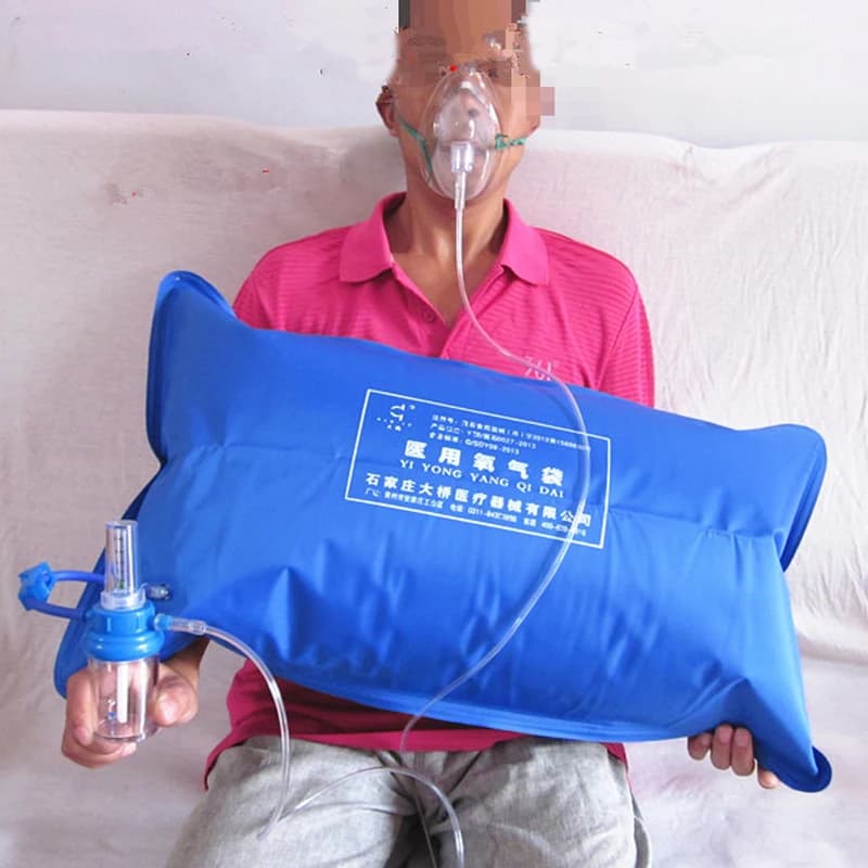Borsa per ossigeno medica e domestica da 42 litri Borsa per cuscino per bombola di ossigeno portatile in PVC Maschera per ossigeno Tubo per ossigeno Tubo per anziani e anziani