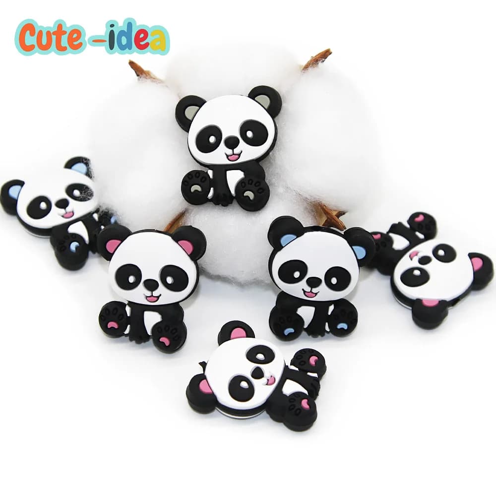Cute-idea 5 pz Silicone Cartoon Mini Panda Perline Food Grade Baby Dentizione Collana Ciuccio catena giocattoli Accessori Articoli per bambini