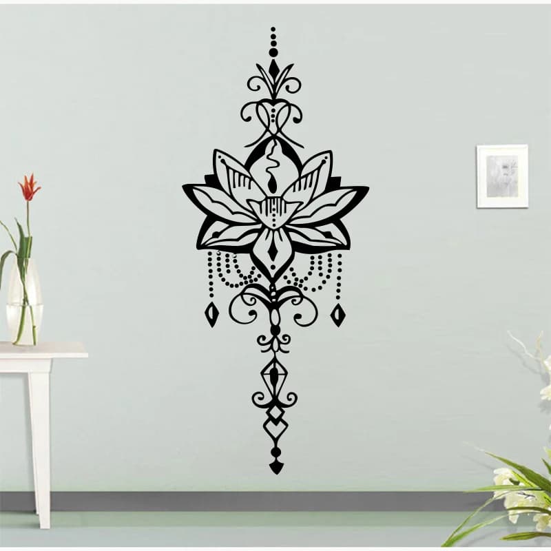 Grandi adesivi murali con mandala, fiore di loto e freccia, per sala yoga, soggiorno, camera da letto, Namaste, in vinile, decorazioni per la casa, SP-244