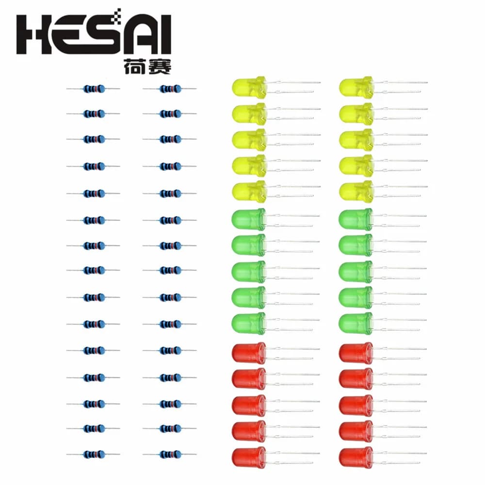 Lampada LED a tre colori rosso verde giallo LED sperimentale + resistenza 100K per kit fai da te arduino