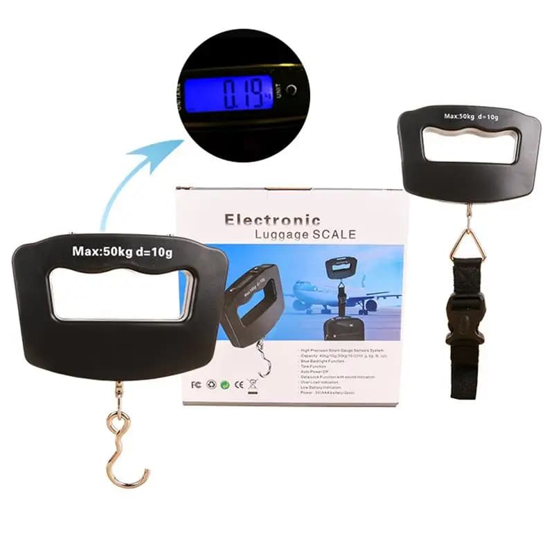 Bilancia elettronica portatile da 50 kg per la spesa domestica, per la spesa, con amo da pesca, bilancia portatile per bagagli con pacchi espressi