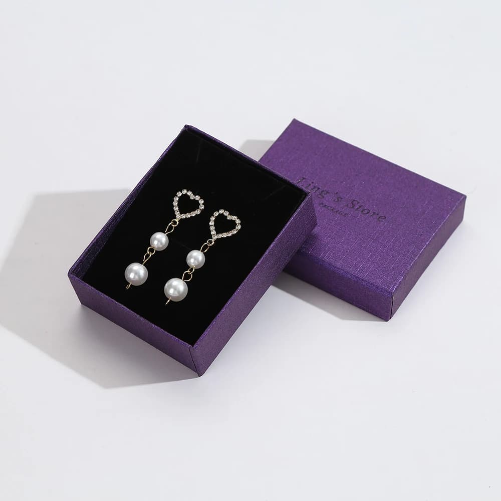 24pcs Custom Grape Purple Paper Square Jewelry Packaging Box for Necklace Ring Earrings Bracelet Gift Box Storage Logo Printing