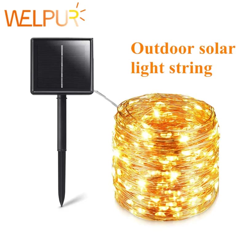 Solar String Fairy Lights 12m 100LED / 32M 300 LED impermeabile Outdoor Garland Solar Power Lamp natale per la decorazione del giardino