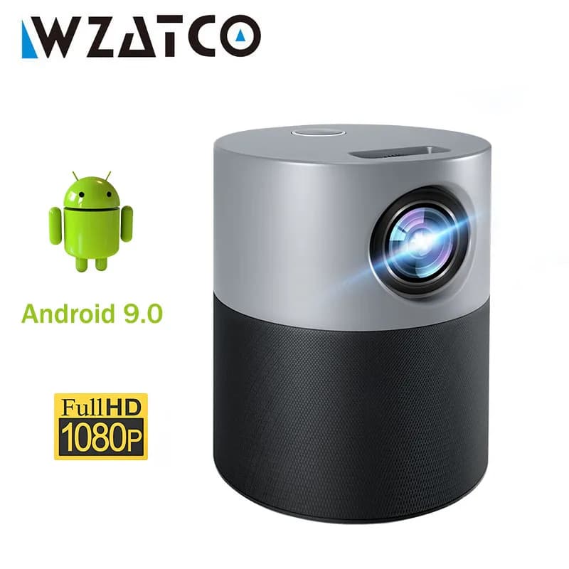 WZATCO E9A Mini Proiettore Full HD 1920*1080P Android 9.0 WIFI Blutooth Beamer 4k Video Proiettore LED Intelligente per Home Theater
